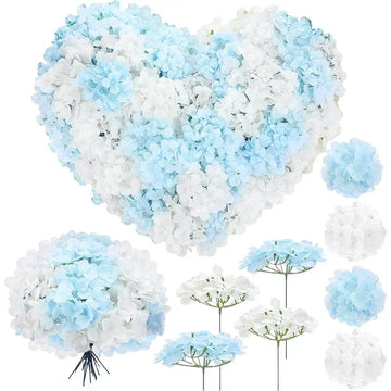 100 Pcs Hydrangea Artificial Flowers Silk Hydrangeas Flower Heads with Stems Fake Hydrangea Bouquet for Wedding DIY Floral Decor